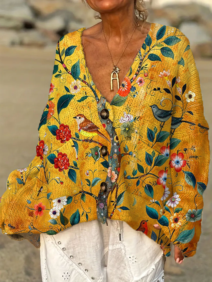 womens-vintage-flower-bird-art-print-casual-pullover-sweater-rp80