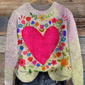 love-vintage-flower-art-print-knit-pullover-sweater