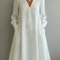 Vintage Elegant V-neck Floral Embroidery Dress