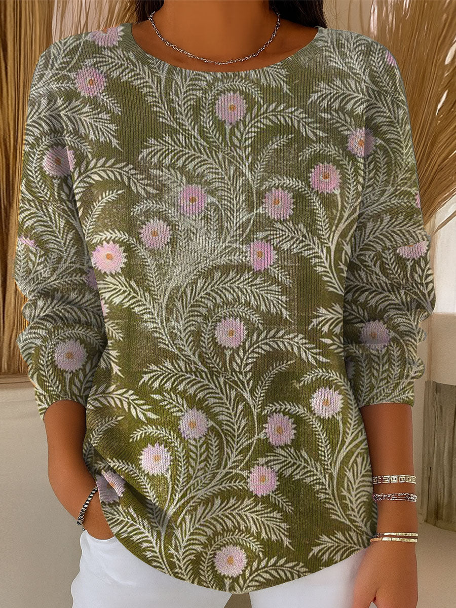 womens-vintage-flower-art-print-casual-pullover-sweater-yduf
