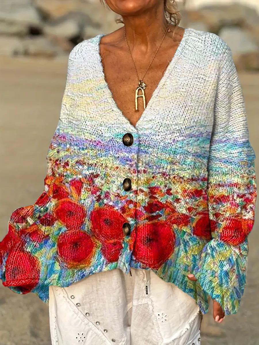 womens-vintage-floral-art-print-casual-pullover-sweater-5fwd