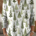 Vintage Christmas Tree Art Print Buttoned Cardigan Sweater
