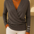 Women's Solid Color V-Neck Long Sleeve Casual Loose Sweater