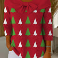 Cute Christmas Tree Drawing Art Print Buttoned Cardigan Sweater