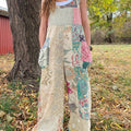 Women's  Boho Vintage Art Print Casual 100% Cotton Wide Leg Jumpsuit