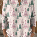 Beautiful Winter Christmas Tree Drawing Art Print Buttoned Cardigan Sweater