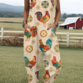 Women's  Funny Chick Art Print Casual 100% Cotton Wide Leg Jumpsuit