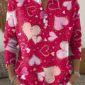 Heart-shaped Pattern Print Casual Valentine's Day Sweater