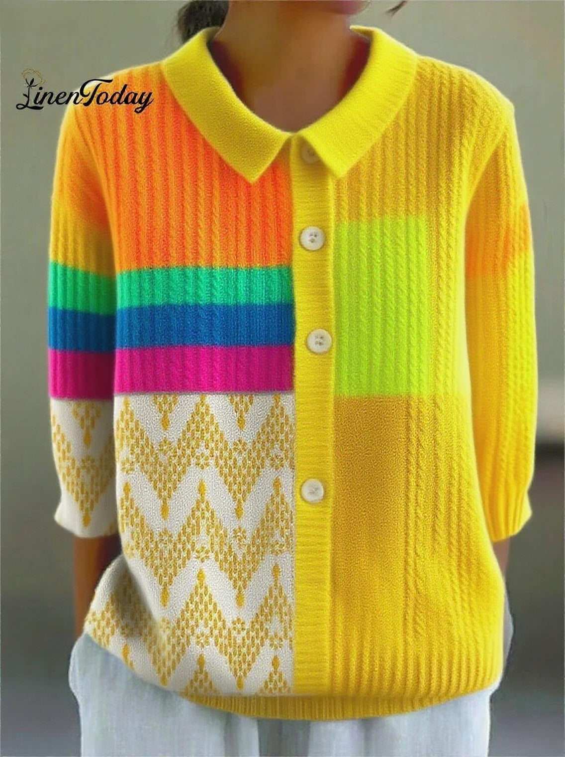 womens-vintage-abstract-geometric-art-print-casual-peter-pan-collar-3-4-sleeve-sweater-1syl