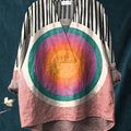 Women's Gradient Circle Geometry Print Casual Cotton And Linen V-neck Shirt