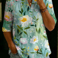 Women's Floral Pattern Art Print Casual Cotton Shirt