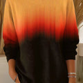 Women's  Abstract Two-color Gradient Painting Art Print Casual Pullover Sweater