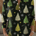 Women's Christmas Tree Art Print Buttoned Cardigan Sweater