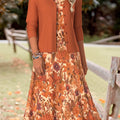 Orange Tummy Coverage Random Floral Print Dress and Cardigan