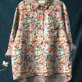 Women's Vintage Floral Art Print Casual Cotton And Linen Shirt
