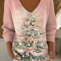 Women's Lovely Christmas Tree Pattern Art Print Casual Pullover Sweater