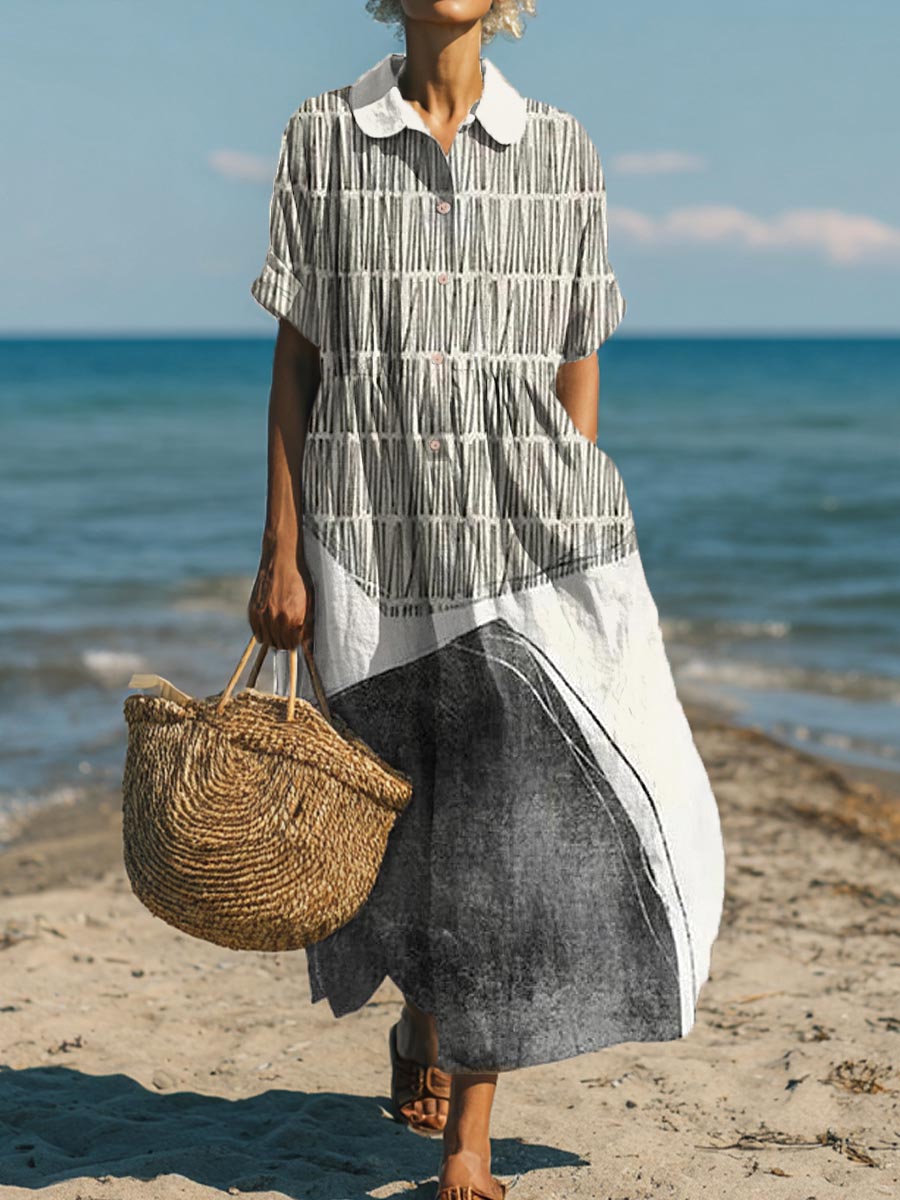 Women's Geometric Pattern Art Print Cotton Dress