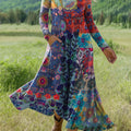 Women's Boho Floral Print Art Print Long-sleeved Dress