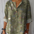 Spring Pond And Animal Pattern Printed Women's Casual Cotton Linen Shirt