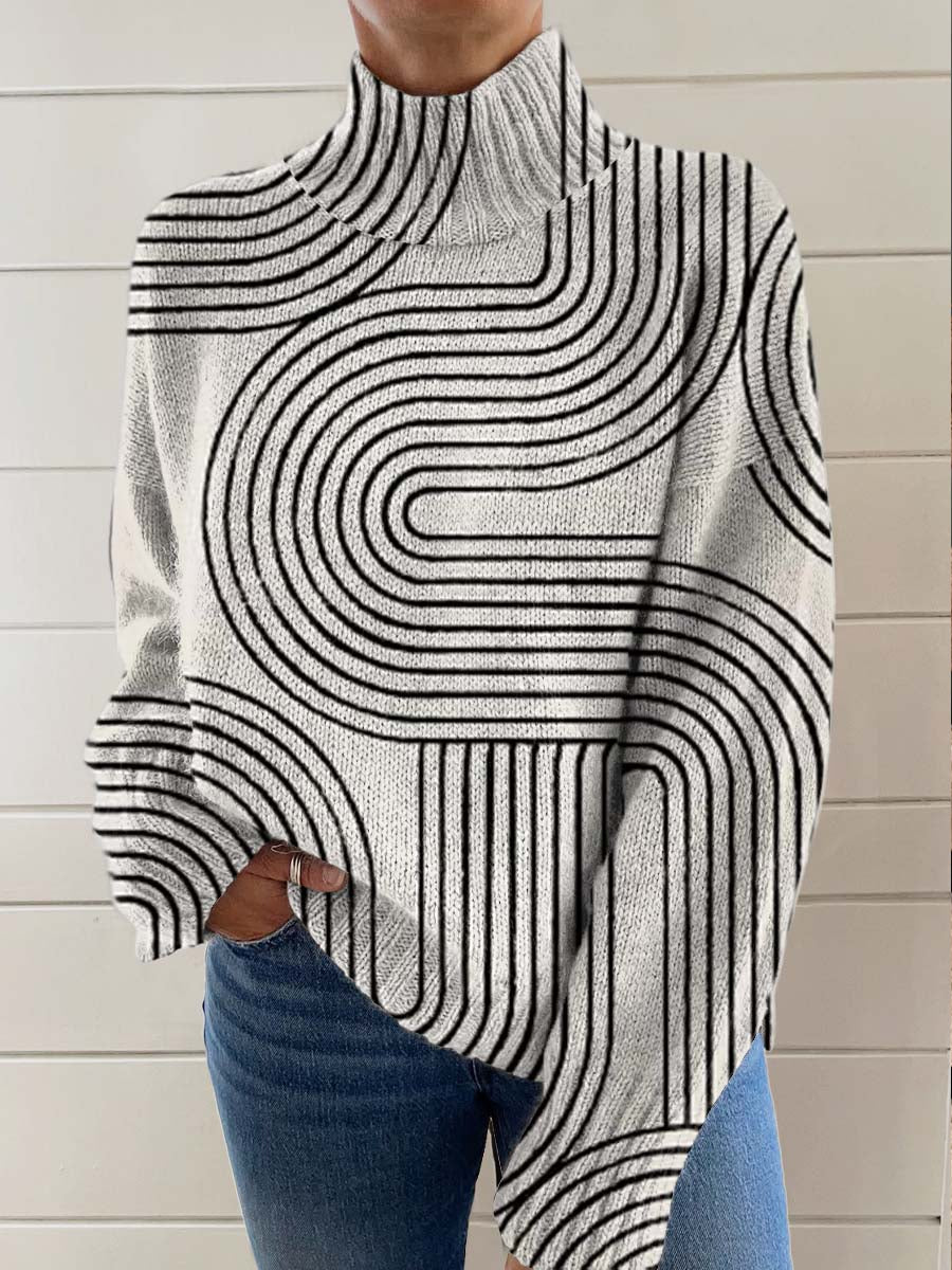 womens-abstract-art-lines-print-knit-turtleneck-pullover-sweater-qev4