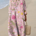 Women's Retro Artistic Flowers Print Dress