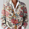 Gilet/pull boutonné à imprimé floral vintage pour femme - Taille 3XM 