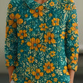 womens-vintage-floral-art-print-casual-peter-pan-collar-3-4-sleeve-sweater-yzlx