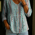 Women's Abstract Geometry Pattern Art Print Casual Cotton Shirt