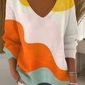 Women's Vintage Abstract Geometry Art Print Casual Pullover Sweater