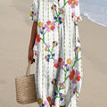 Robe fluide à imprimé floral brodé vintage pour femme 