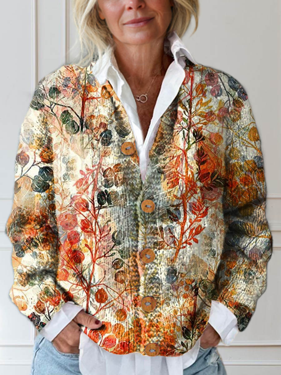 womens-vintage-leaf-pattern-art-print-buttoned-cardigan-sweater-mycd
