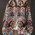 Women's Vintage Floral Art Print Casual Cotton And Linen Shirt