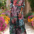Robe vintage pour femme à imprimé floral ethnique