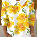 womens-yellow-flowers-art-pattern-casual-peter-pan-collar-3-4-sleeve-sweater