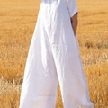 Women's Loose Pocket Cotton and Linen Jumpsuit