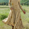 Women's Flowers Floral Art Print Long-sleeved Dress