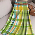 Women's Beautiful Multicolor Plaid Graphic Art Print Cotton Skirt