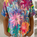 Women's Vintage Flower Pattern Printed Cotton Linen Top