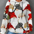 Plus size Autumn/Winter Women's Waffle Essential Creative Printed Long Sleeve Hooded Sweatshirt