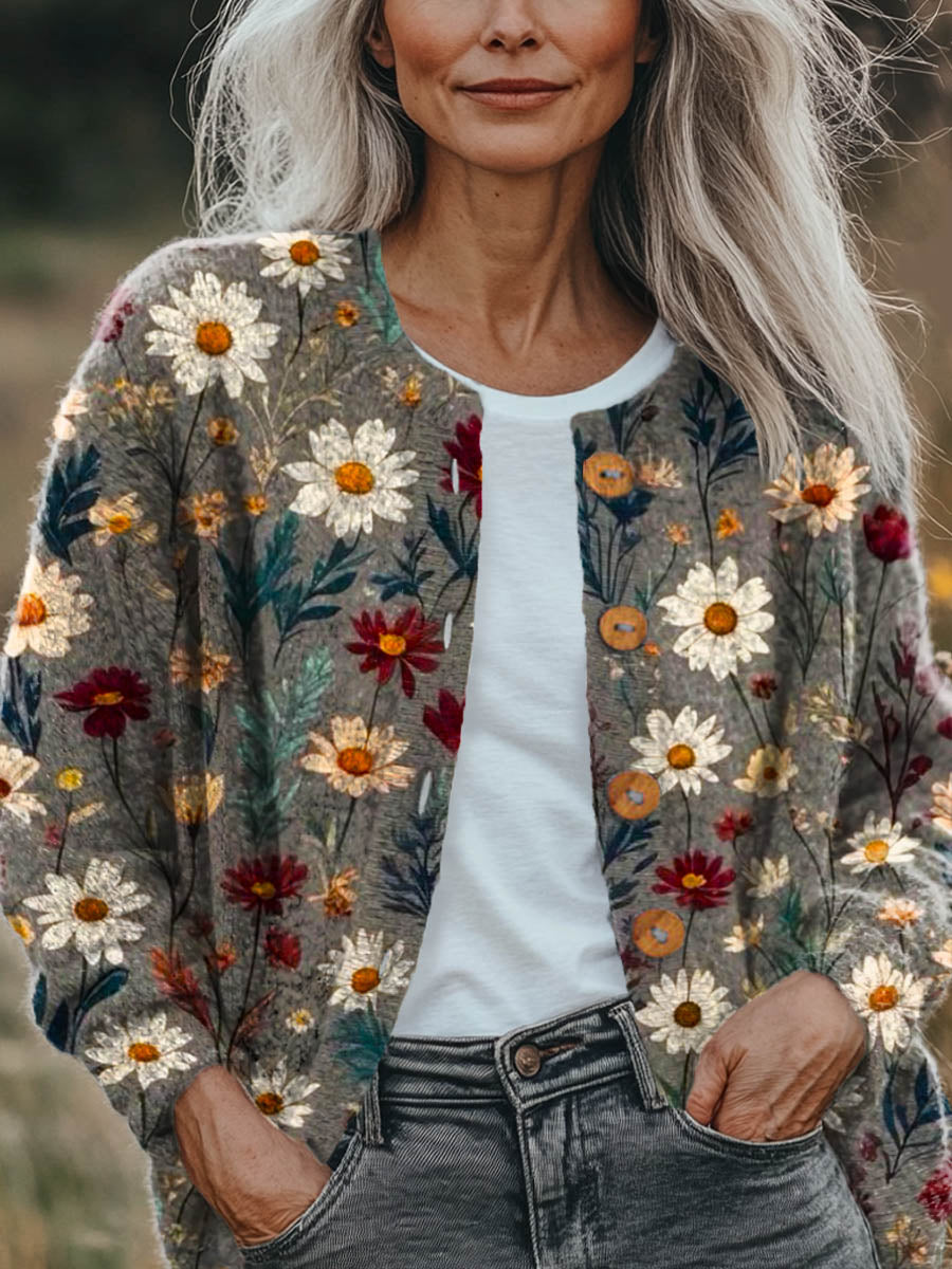 womens-vintage-floral-pattern-art-print-buttoned-cardigan-sweater-s3du