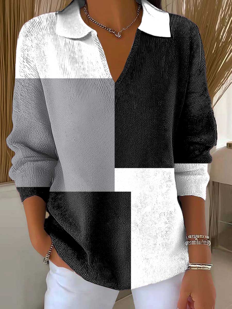 Women's Geometric Pattern Art Printed Casual Sweater