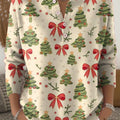 Women's Christmas Tree Pattern Art Print Buttoned Cardigan Sweater