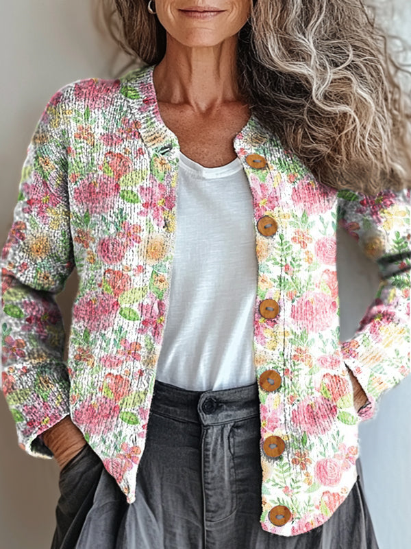womens-retro-artistic-floral-print-buttoned-cardigan-sweater-kwqr