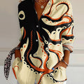 Women's  Retro  Octopus  Art  Print Casual Cotton Shirt