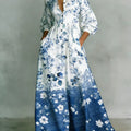 Women's Vintage Floral Art Elegant Romantic Casual Vacation Maxi Dress