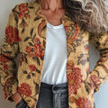 Damen-Cardigan mit Vintage-Blumenmuster und Knöpfen 
