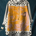 Women's Abstract Print Art Casual Cotton And Linen Shirt
