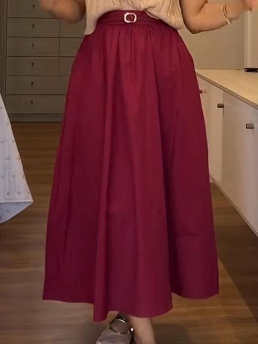 Women's Classic Solid Color Cotton Skirt