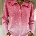 Women's Cozy And Shimmering Gradient Peter Pan Collar Cardigan Sweater