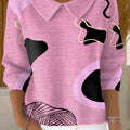 womens-pink-irregular-pattern-casual-peter-pan-collar-3-4-sleeve-sweater